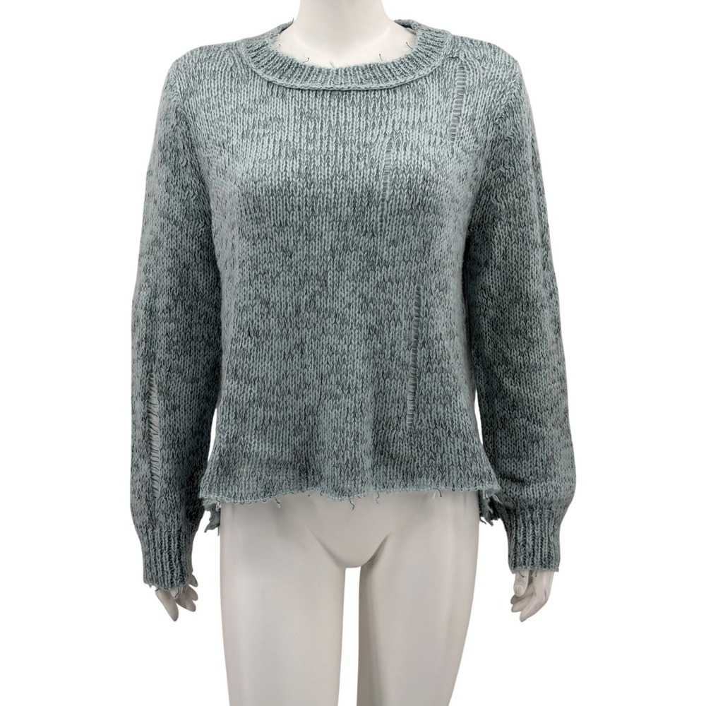 Wooden Ships Sweater Womens XS Small Blue Marl Chunky Knit Pullover Cozy Mohair